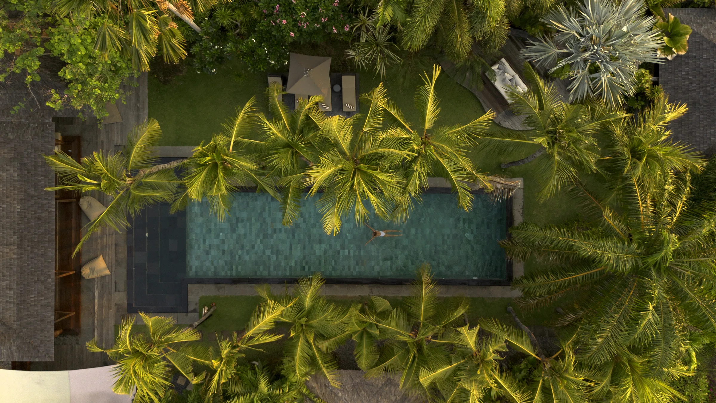 Villa Shambala aerial pool view